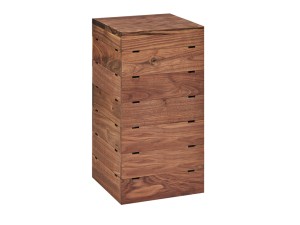 Mid-Century Walnut Square Crate Riser - 9" x 9" x 18"