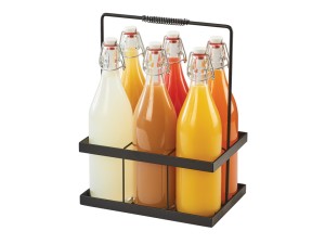 6 Glass Pitcher Caddy with 32 oz. Glass Bottles