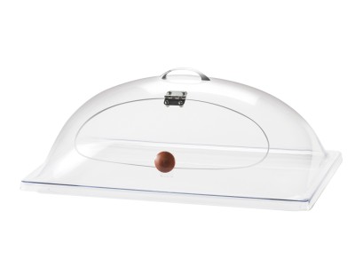 Classic Clear Dome Display Cover with Single Middle Opening and Door - 12" x 20" x 7 1/2"