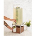 Mid-Century 3 Gallon Square Beverage Dispenser with Walnut and Chrome Base and Infusion Chamber