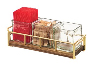 Mid-Century 13 1/2" x 4 1/2" x 4 3/4" Jar Organizer with Brass Frame