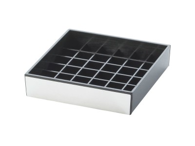 Silver and Black 4" Square Drip Tray