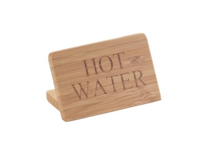 3" x 2" Bamboo "Hot Water" Beverage Sign