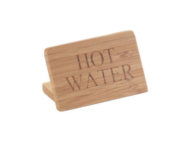 3" x 2" Bamboo "Hot Water" Beverage Sign