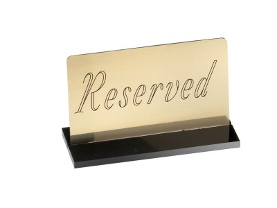 5" x 3" Gold Acrylic "Reserved" Sign
