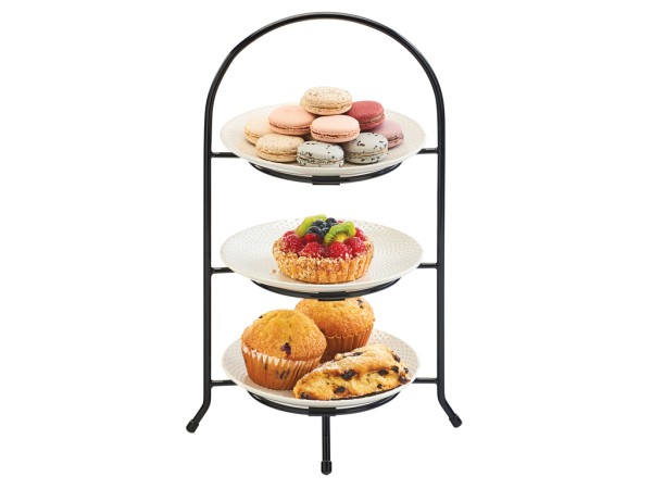 Iron Three Tier Black Bowl and Plate Display - 8 3/4" x 8 3/4 " x 18"