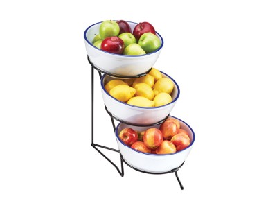 Iron Black Three Tier Round Bowl Stand - 10" x 18" x 18"