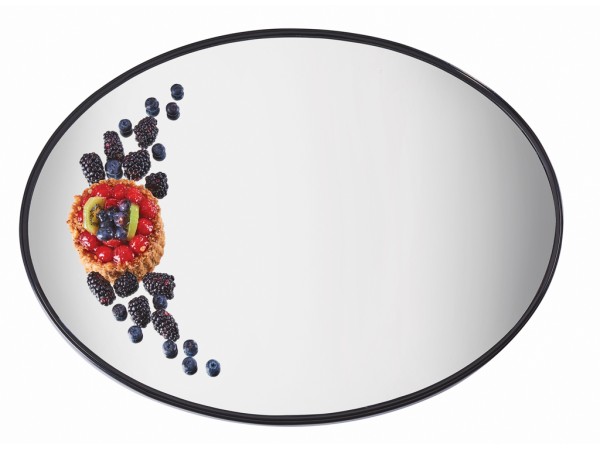 18" x 24" Oval Mirror Tray with Black Trim